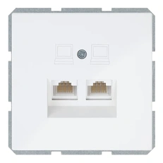 Изображение Двойная компьютерная розетка RJ-45 Cat.6 Jasmart серия FD, белый глянцевый